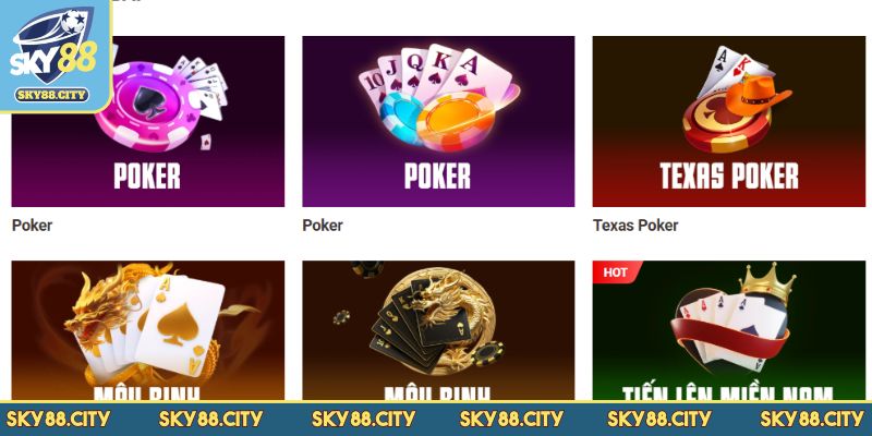 Khám phá sảnh Game Bài SKY88
