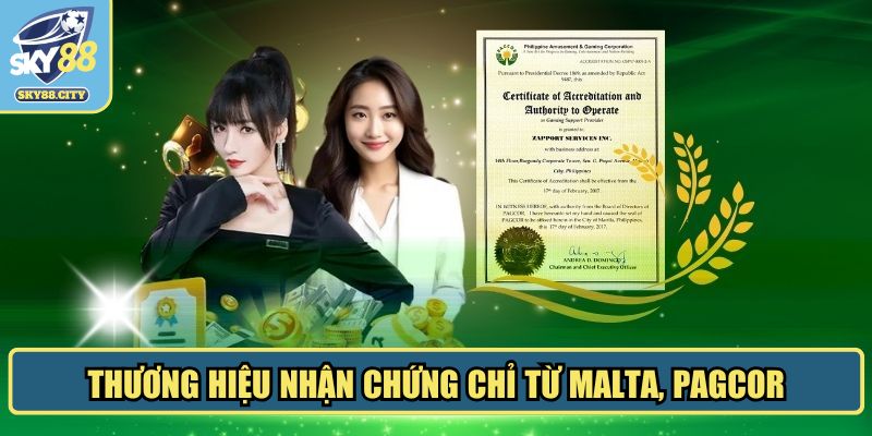 Thương hiệu nhận chứng chỉ từ Malta, PAGCOR